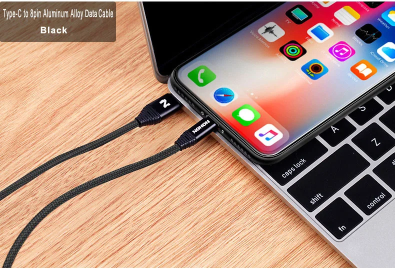 NOHON usb type C 18 Вт PD кабель для быстрой зарядки для iPhone X 8 8 Plus, нейлоновый USB-C кабель для зарядки телефона, двусторонний кабель для синхронизации данных