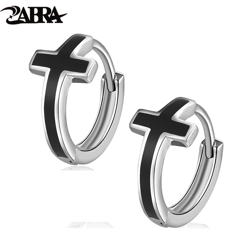 ZABRA 925 Серебряные клипсы для ушей женские модные серьги маленькие черные мужские