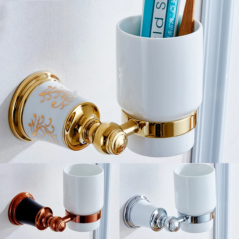 Holders European Style Toothbrush Holder Solid Brass Single Cup Holder