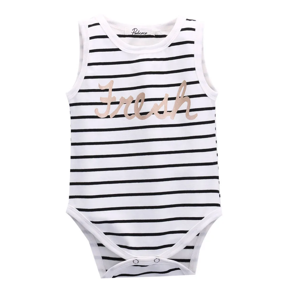 2016 fashion toddler infant baby boy girls striped rompers sleeveless