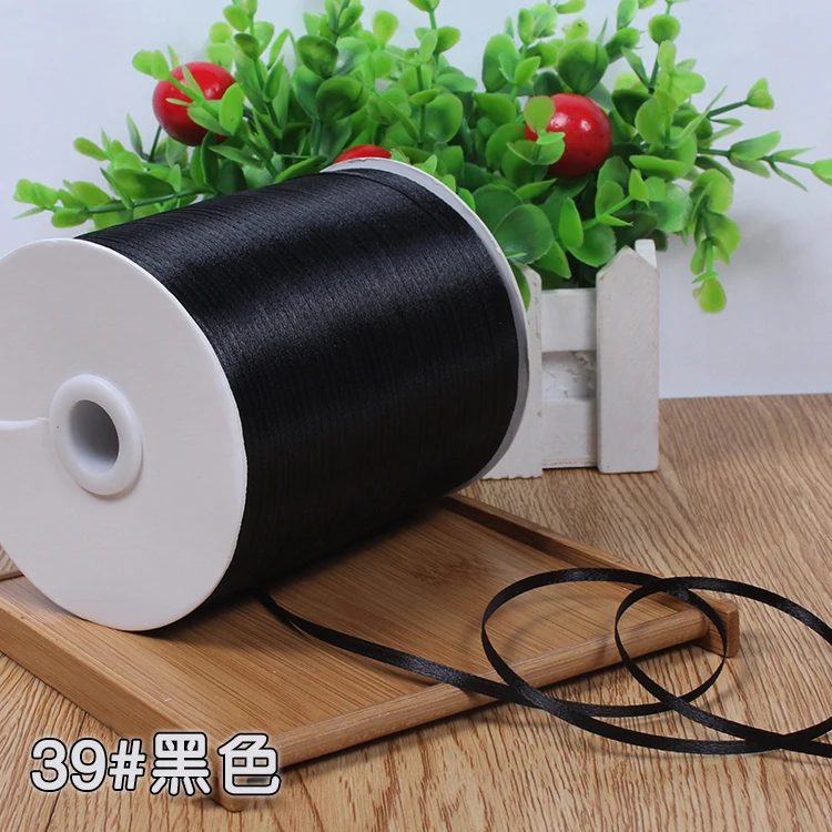 

High quality 1/8" (3mm) Black color Single Face Satin Ribbon Wedding Decoration Christmas Accessories Scrapbook Material (10M)