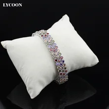 LYCOON модные свадебные ювелирные кристаллы браслеты покрытые настоящим серебром с цветной, с кубическим Цирконом женские браслеты для жены подруги
