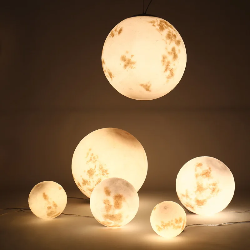 

3D Moon Pendant Light Designer Art Decor Acrylic Round Ball Ceiling Suspension Light Restaurant Bar Shop Decoration Lamp