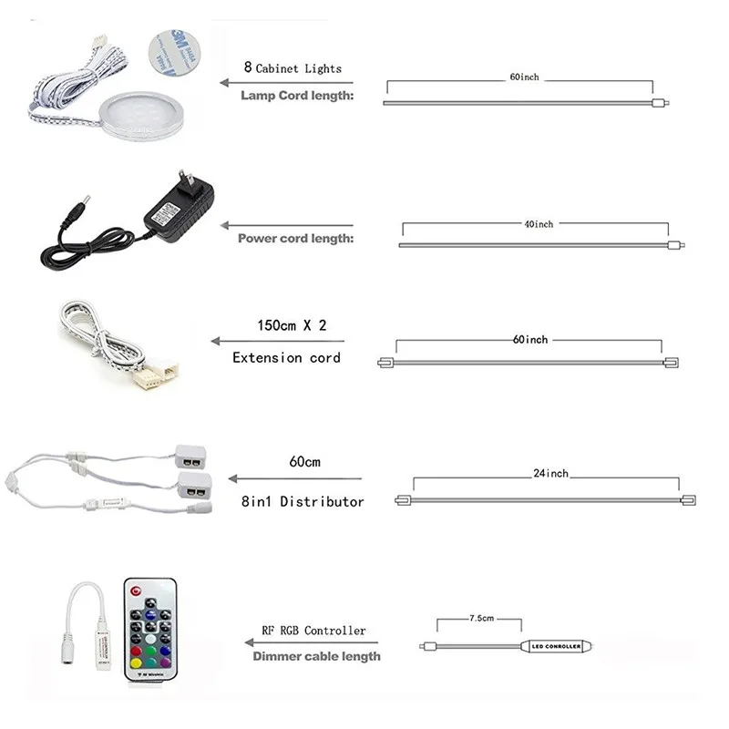 under cabinet led lighting RGB 8 lights kit 02