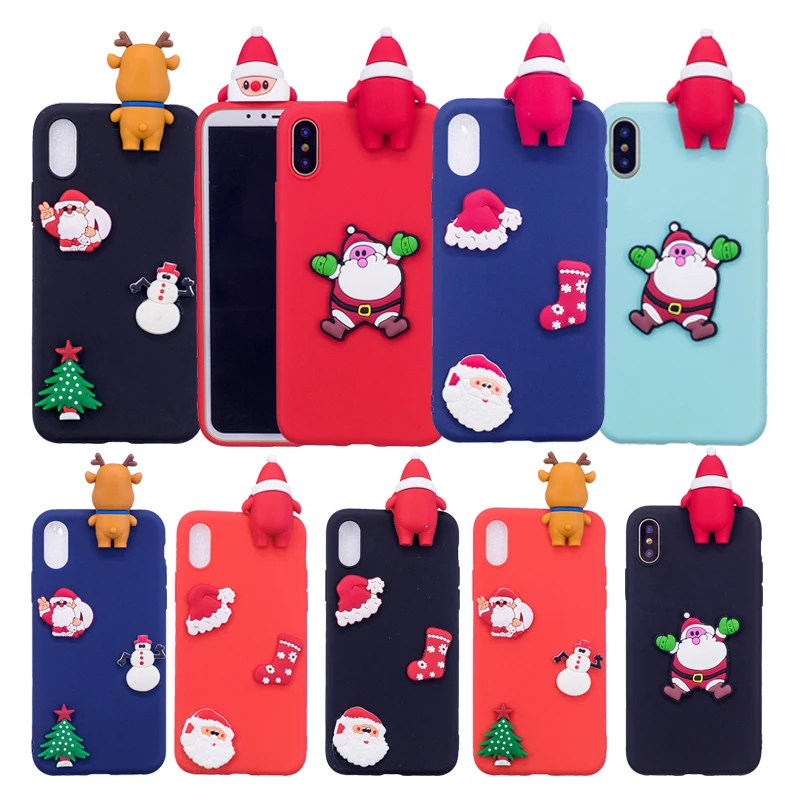 

Christmas New Year Gifts Snowman Case For iphone X XR XS Max 8 Plus 6 6S 7 5S Soft Cover For Samsung S9 Plus S7 edge S8 S6 Coque