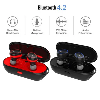 

TWS Wireless Earbuds V4.2 Bluetooth Earphones Headset Twins Sport Cordless Earphones with Charger Box For iPhone Android Devices