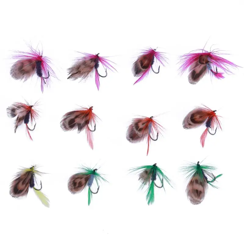 12pcs Fly Fishing Lure Simulation Flies Baits Set Dry /Wet Flies
