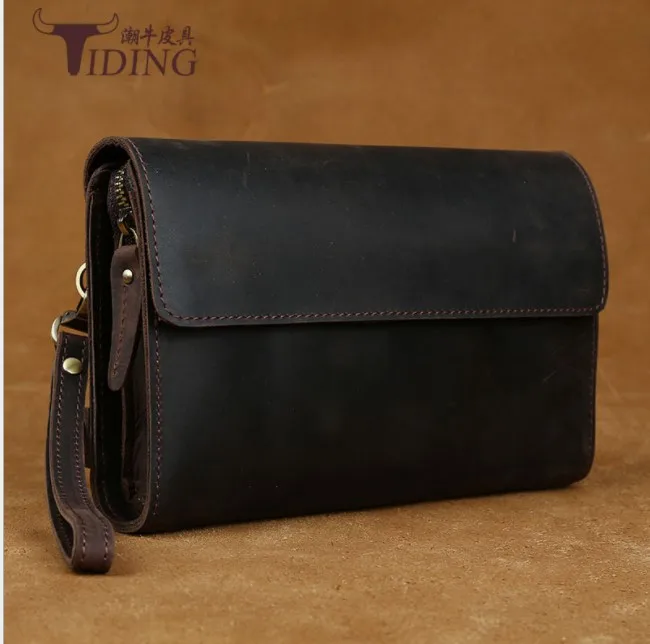 men Handbag vintage Brand Genuine Leather Clutching Bag 2018 man Wallet Purse crazy horse leather Natural Day Clutches |