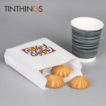

10 pcs white Kraft Oil proof Paper bag good food French Fries Fried chicken Bread Burrito Paper Bags Takeout food bags