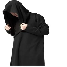 Хоуция Готический большой черный с капюшоном Толстовка-Мантия верхняя одежда уличная одежда США для мужчин плюс длинный кардиган толстовка плащи с капюшоном пальто