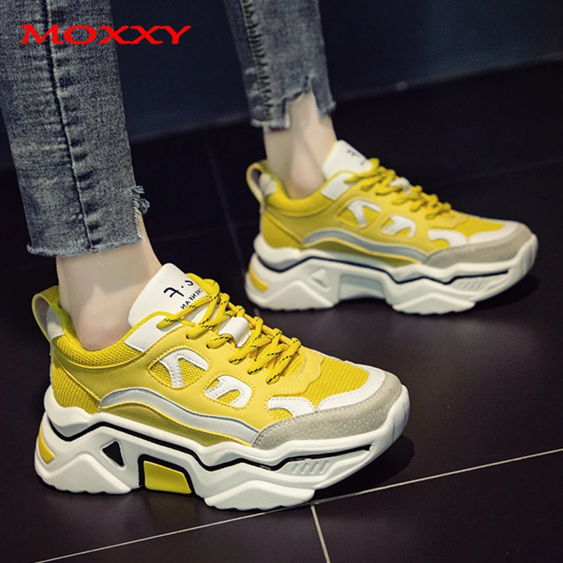 Fashion Brand Yellow Sneakers Women Shoes Female basket femme Dad Chunky Sneakers Designer Trainers Casual Shoes chaussures