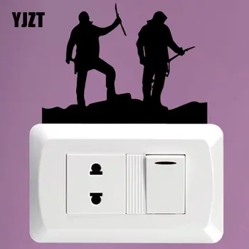 

YJZT Two Men Climbing The Mountain Vinyl Bedroom Wall Sticker Light Switch Decal Home Decor 8SS2113