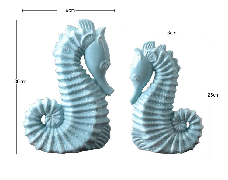 Средиземноморский большой синий гиппокамп керамическая фигурка украшения для дома ручной работы морской конек украшение для стола новоселье подарки