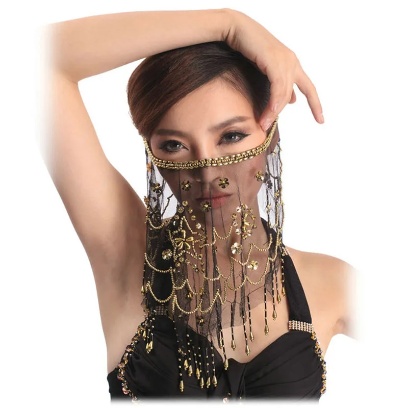 

2019 High quality cheap women Indian belly dance face veil tribal belly dancing veils for sale 12 colors available