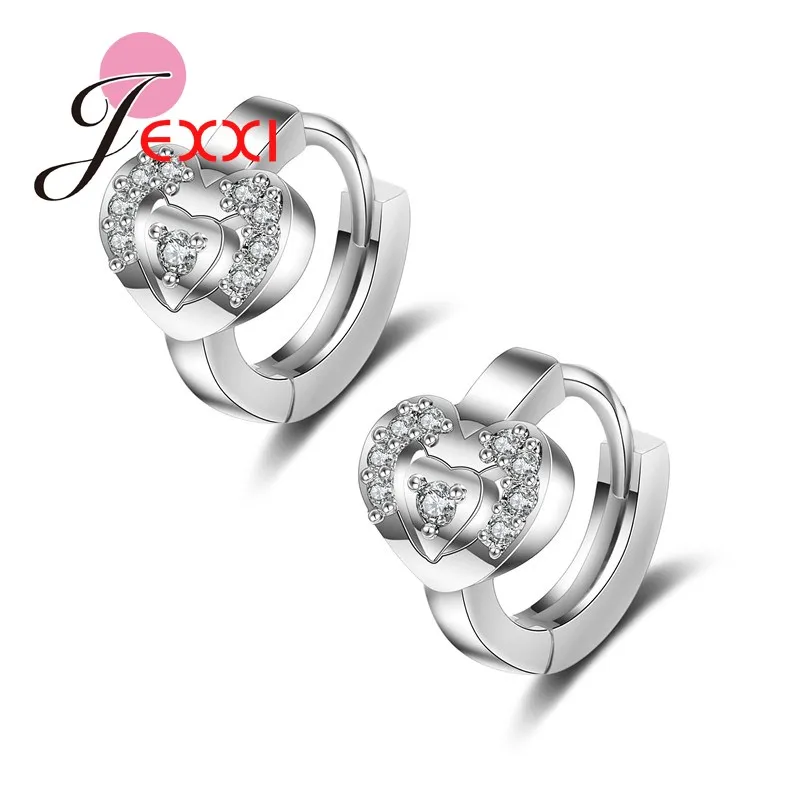 

Simple Fashion Silver Clear African AAA Crystal Heart Hoop Earrings for Women Bridal Wedding Jewelry