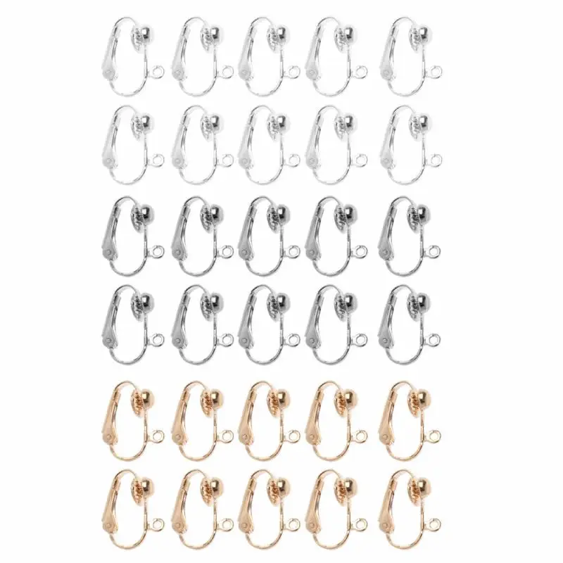 

10Pcs Clip-on Earring Converter with Easy Open Loop No Pierce Ear Gold and Silver Jewelry Making