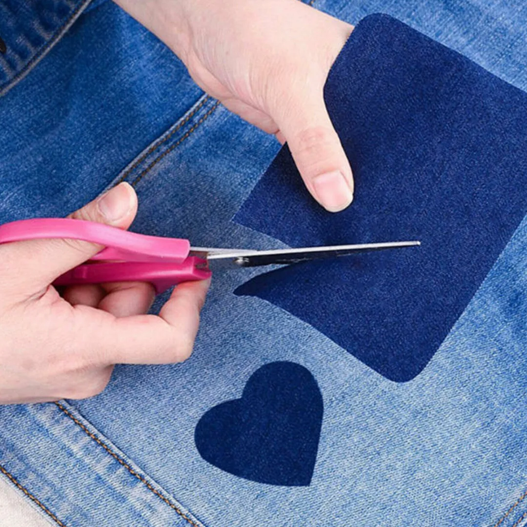20pcs 5 Color DIY Iron on Denim Fabric Patches for For Jean Pants Bag Elbow Sewing Fabric + Sewing Kit