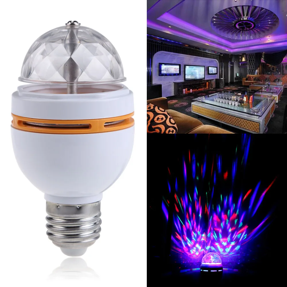 New 3W E27 RGB Colorful Professional LED Rotating Stage Light AC85 260V