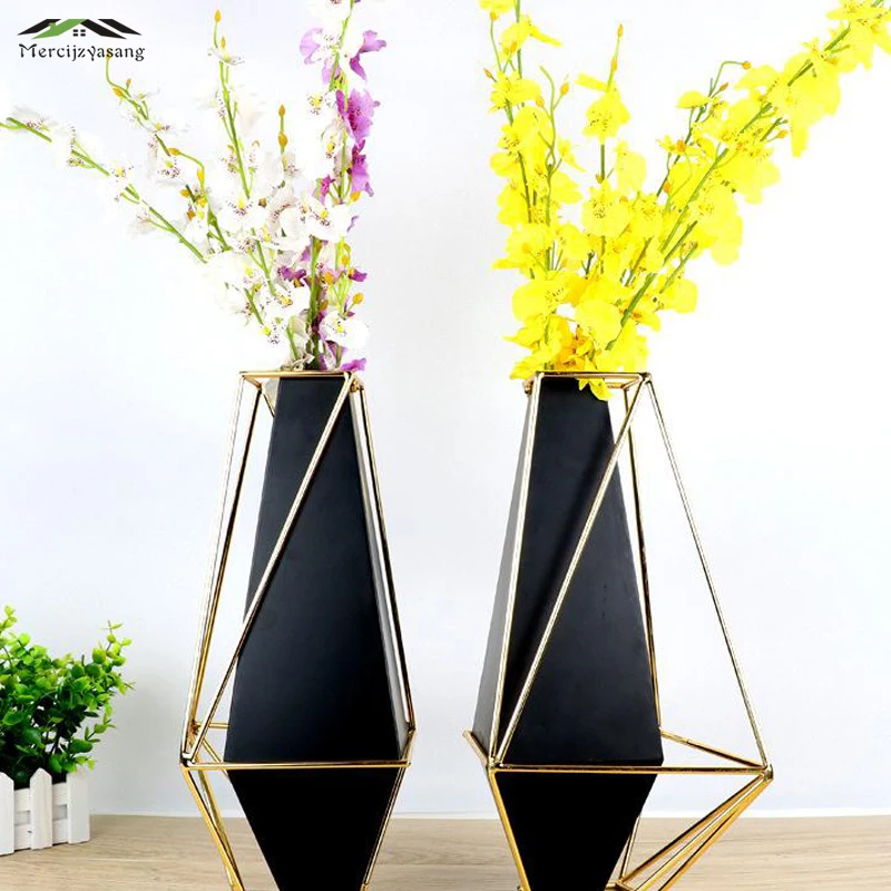Flowers Vases Table Centerpiece Vase Wrought Iron Type Geometric