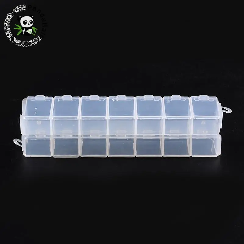 Пластиковые контейнеры для бусин, шкатулка для украшения ногтей, Rectangel, 7 отсеков, ширина около 3,3 см, длина 15,5 см, 1,8 см
