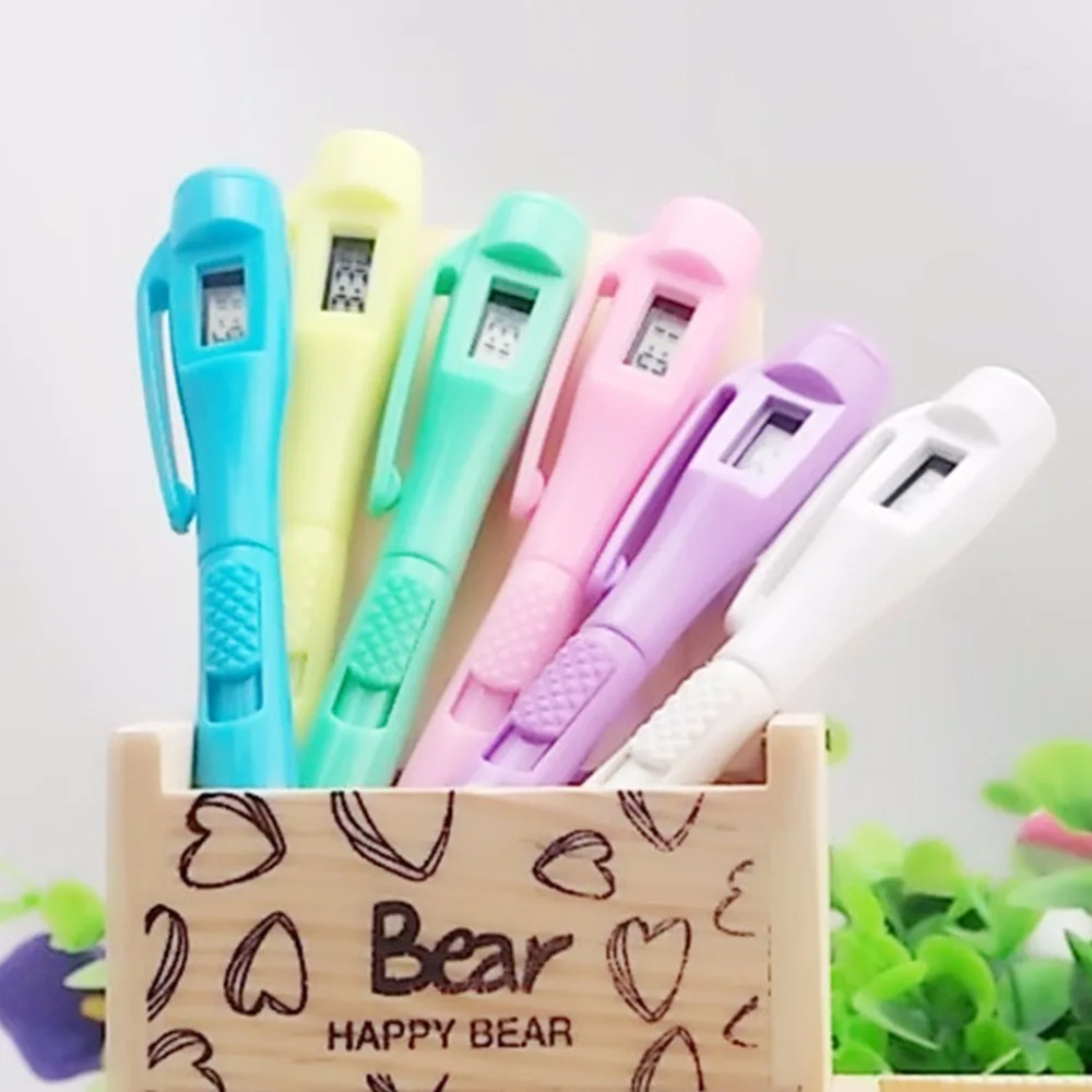 1Pcs Ballpoint Pen with Digital Clock Electronic Clock Pen Exam Pens Watch Pen