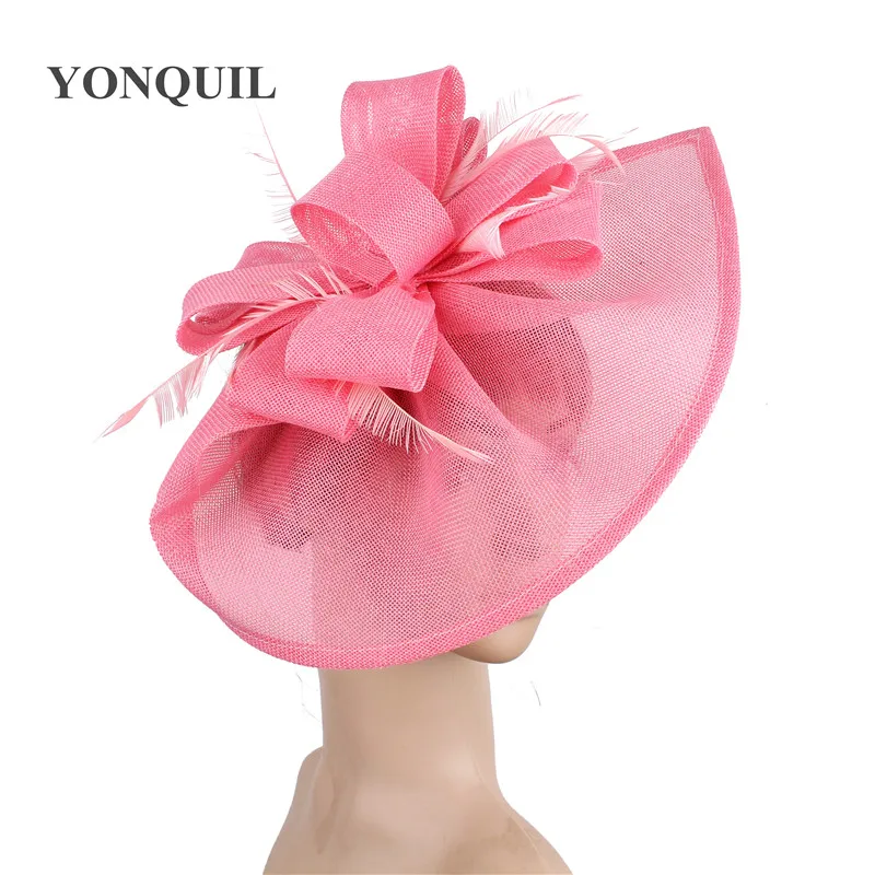 Перо Fascinators Жокейские шапочки для Для женщин Элегантный светло-голубой цвет имитация чародей шляпа девушек вечернее свадебное платье