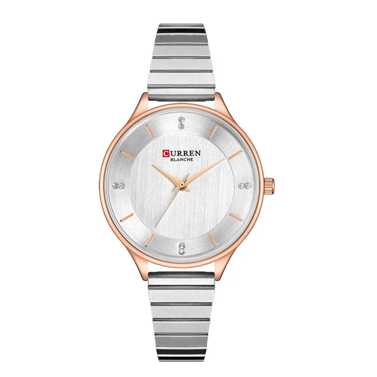 Элегантные женские часы CURREN, новые кварцевые наручные часы из нержавеющей стали, Дамская мода, женские часы с бриллиантами, Relogio Feminino 9041 - Цвет: silver