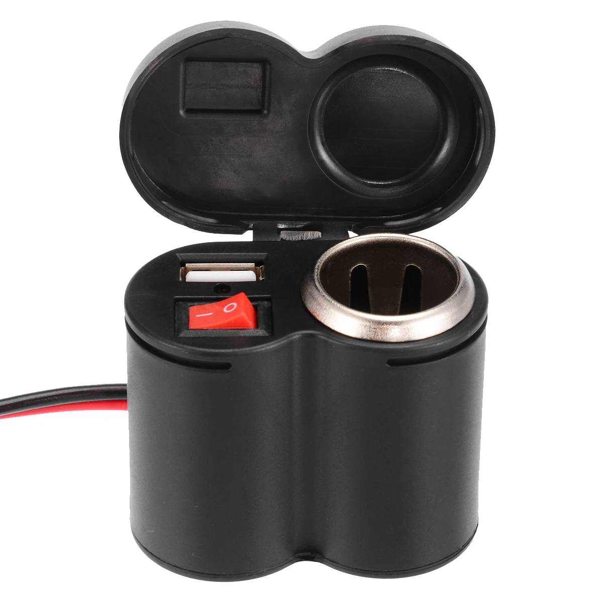 1pc 12V Motorbike Motorcycle Handlebar Cigarette Lighter Power Adapter Charger With 5V/1.5A USB Socket Waterproof Switch Cover