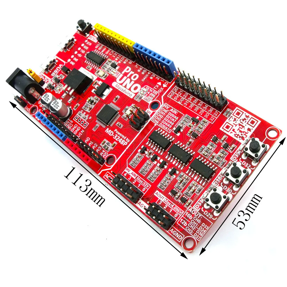 Встроенный ЦАП Massduino UNO Pro R3 для arduino uno r3 совместимый с DAQ 16 бит ADC 4 096 в источник