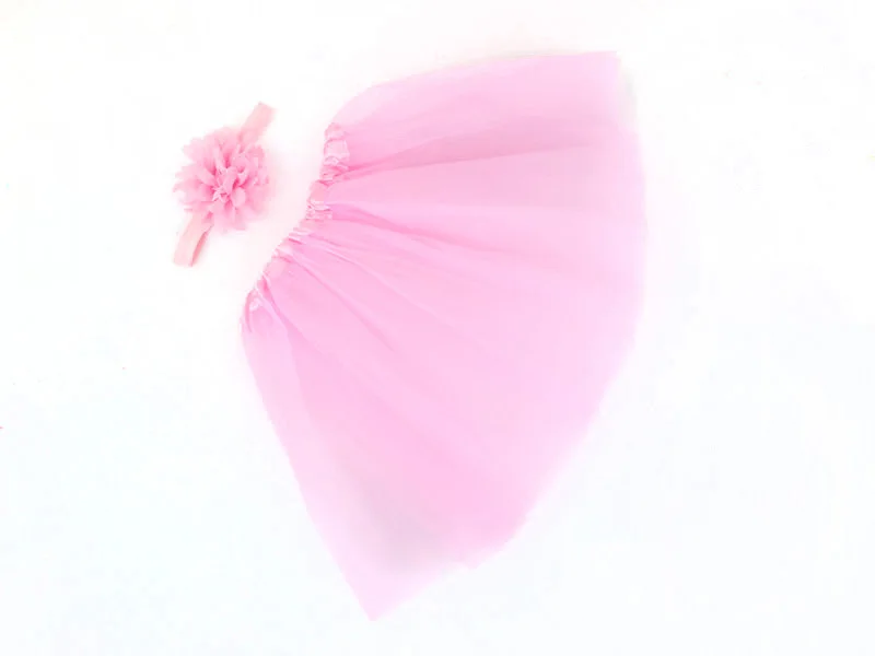 Симпатичный комплект для новорожденной девочки, Юбка-пачка для маленьких девочек и повязка на голову; наряд для фотосессий костюм Дети наряд для малышей короткая многослойная юбка для малышей, размеры от 0 3M - Цвет: Розовый