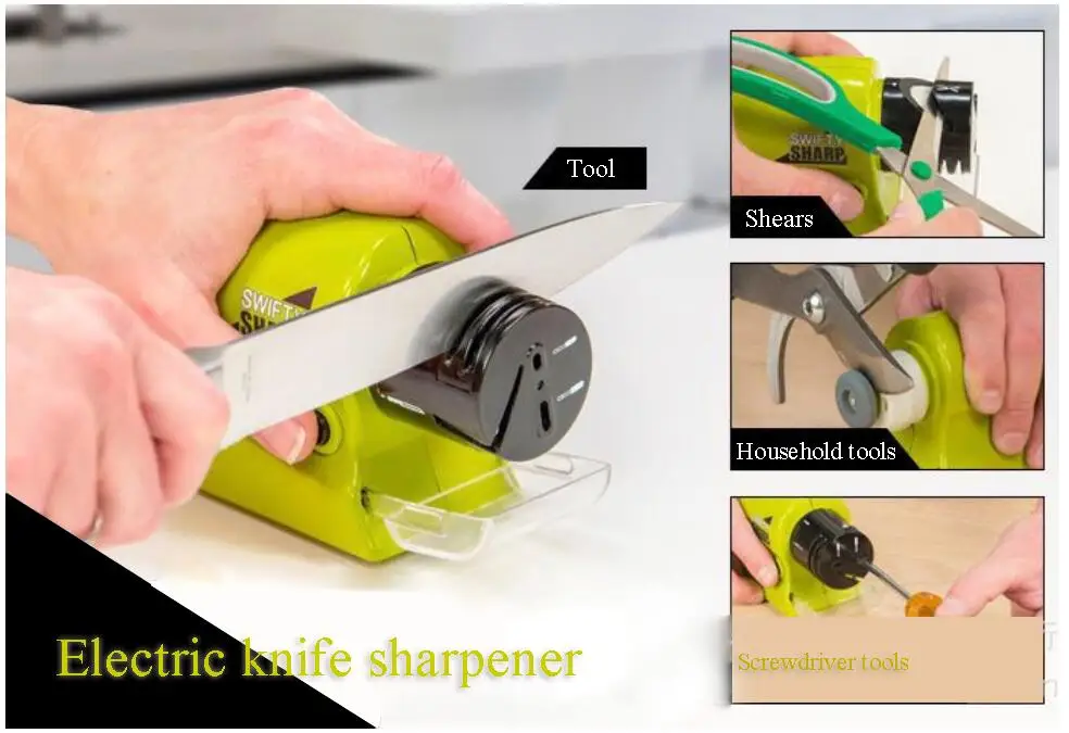 MOTORISED BATTERY OPERATED ELECTRIC KNIFE SHARPENER TOOL KITCHEN KNIVES  SCISSOR