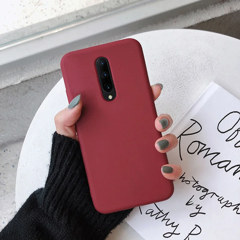 Чехол для oneplus 7t pro 5t 6t чехол для телефона тонкие мягкие крышки для one plus 5 6 etui оболочка funda - Цвет: Wine red