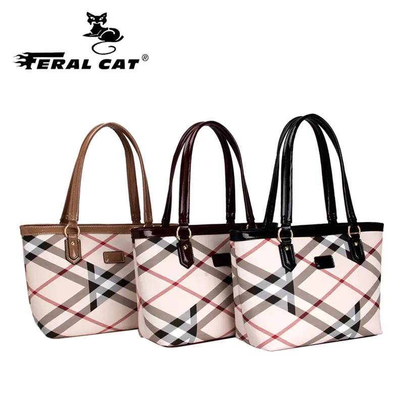 

Feral Cat 2019 luxury brand designer high quality stripes fashion casual tote shoulder bag shopping women lady girl bags 6022