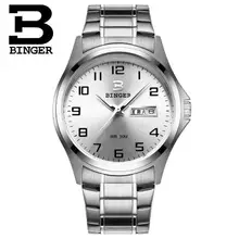2016 Новый Бренд Binger Наручные Спортивные Часы для Мужчин Белый Циферблат Кварца Япония Движение Часы с Датой Часы Дизайнера