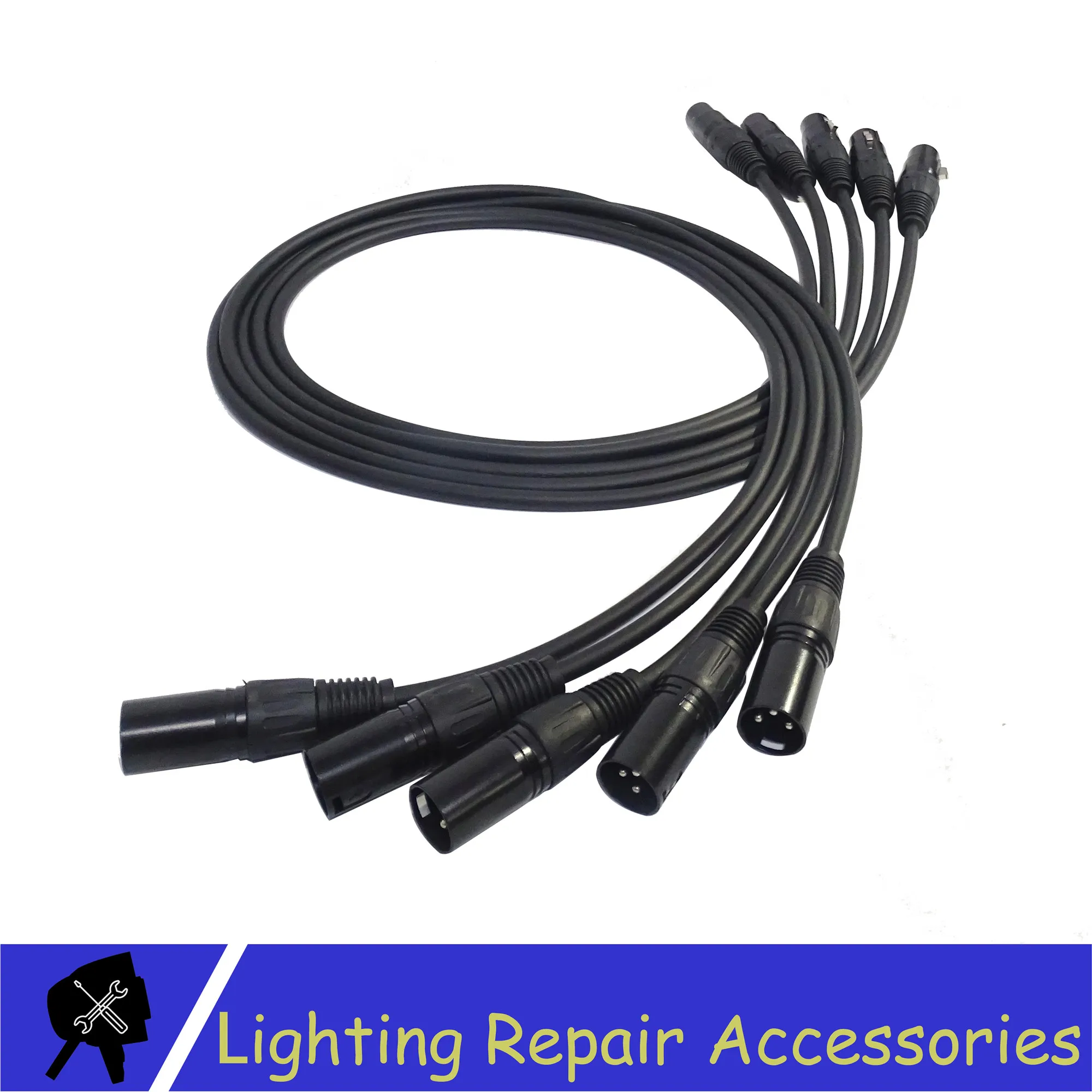 

5 Pcs/lot 1M 2M 3M 4M 5M 3-PIN DMX Signal Cable Black Connector DMX Line Cable For DMX512 Controller Led Par Stage Lights
