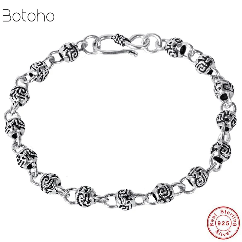 

Skull King Beads Bracelet 925 Sterling Silver Cool Bead Clasp Bracelets Fashion Skeleton Jewelry 2019 Punk Gift For Men Charm