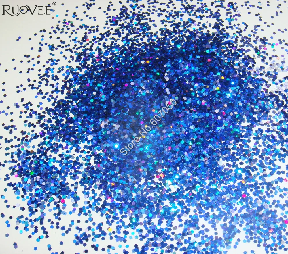 50 г x 1 мм Лазерная голографическая Королевская Синяя Ослепительная шестиугольные блестки Spangle форма для украшения ногтей и блестки для ногтей