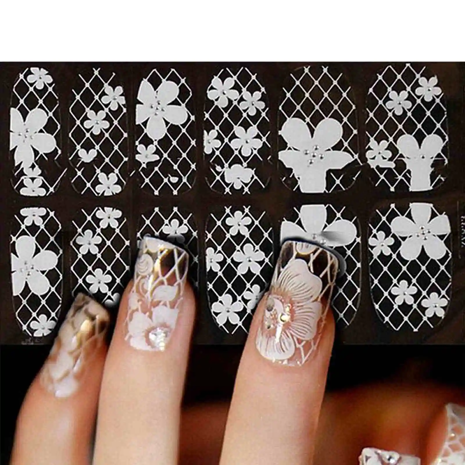 

12pcs 3D DIY Design Nail Art Manicure Tips Sticker Water Transfer Nail Art Stickers Decals Salon Beauty Manicure Styling Tool