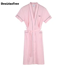 Хлопок японское кимоно халаты пижамный комплект для мужчин свежие листья халат с длинным рукавом Пижама-кимоно hombre