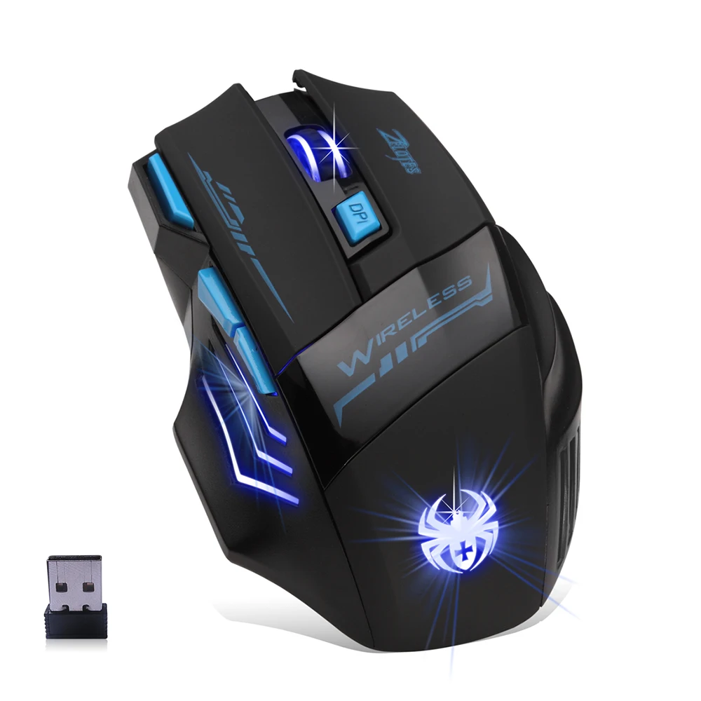 Оптическая беспроводная игровая мышь Zelotes F 14 с подсветкой и регулируемым DPI|mouse