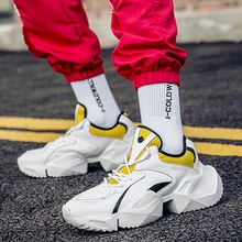 BomKinta/Мужская обувь на массивном каблуке; качественные дышащие кроссовки из искусственной кожи для папы; модные уличные кроссовки на шнуровке; Мужская обувь для взрослых