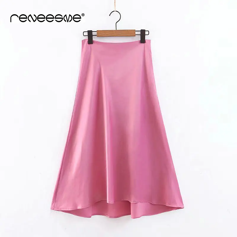 

fashion spring summer women skirt pink zippet long irregular high waist ladies streetwear skirts solid basic A line female skirt