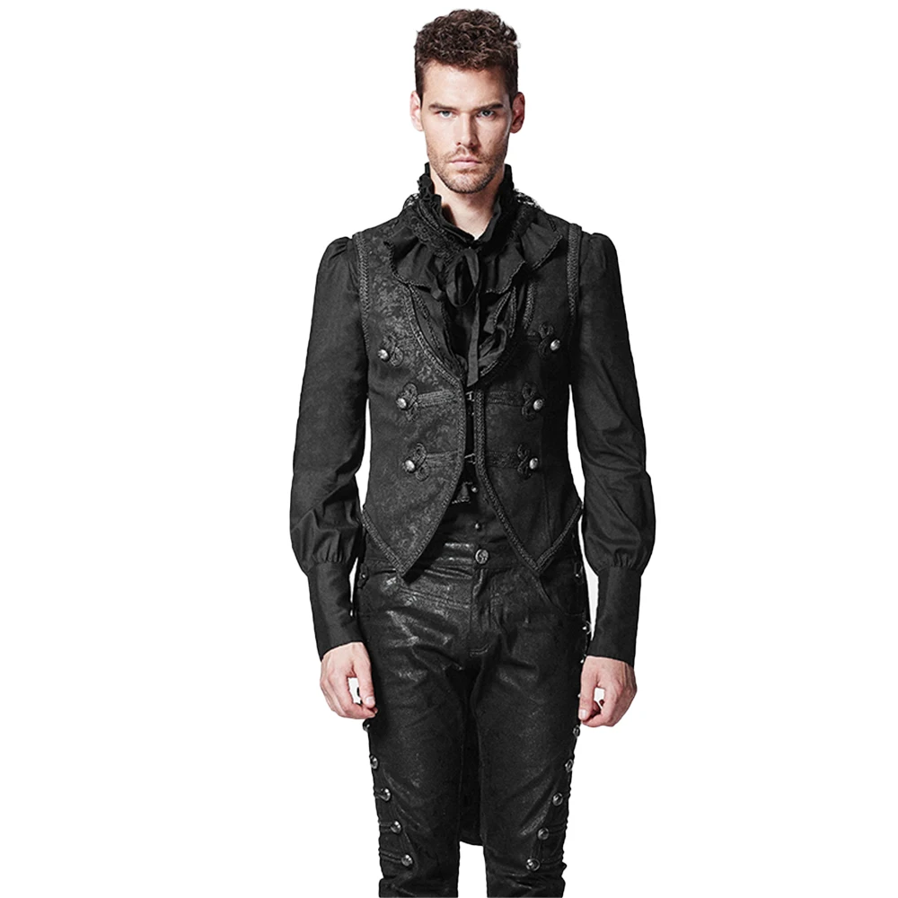 Punk Swallow Tail Long Jacket Gothic Men Formal Vest Coat Sleeveless ...