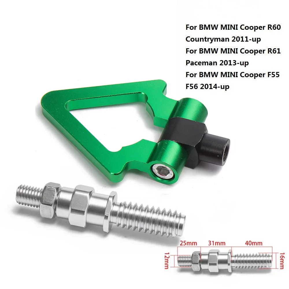 Автомобиль спортивный буксировочный крюк гоночный буксировочный крюк Авто прицеп кольцо для BMW MINI Cooper F55 F56 Евро Стиль TK-RTHLPH012 - Название цвета: Зеленый