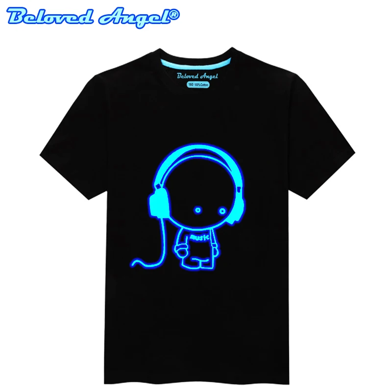 

100% Cotton Children Summer Fluorescent T Shirt Boys Girls Anime 3D Pattern Luminous In Night Kids Short Sleeve T-shirt Hip hop