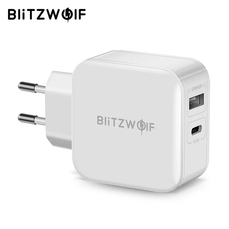 

BlitzWolf 30W Type-C Mobile Phone Charger PD/QC3.0+2.4A Dual USB Fast Charger EU/AU Adapter For iPhone X 8 Plus For iPad White