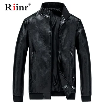 

Riinr PU Brand High Leather Jacket Men Coats Plus 6XL Quality Outerwear Men Business Winter Faux Fur Male Top Clothes Fleece