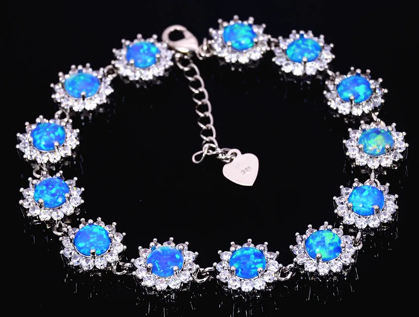 И розничная Модные Изящные циркония объемного синего огня браслет из опала Ювелирные изделия из серебра Вечерние Подарки для женщин BNT170919005