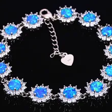 И розничная Модные Изящные циркония объемного синего огня браслет из опала Ювелирные изделия из серебра Вечерние Подарки для женщин BNT170919005