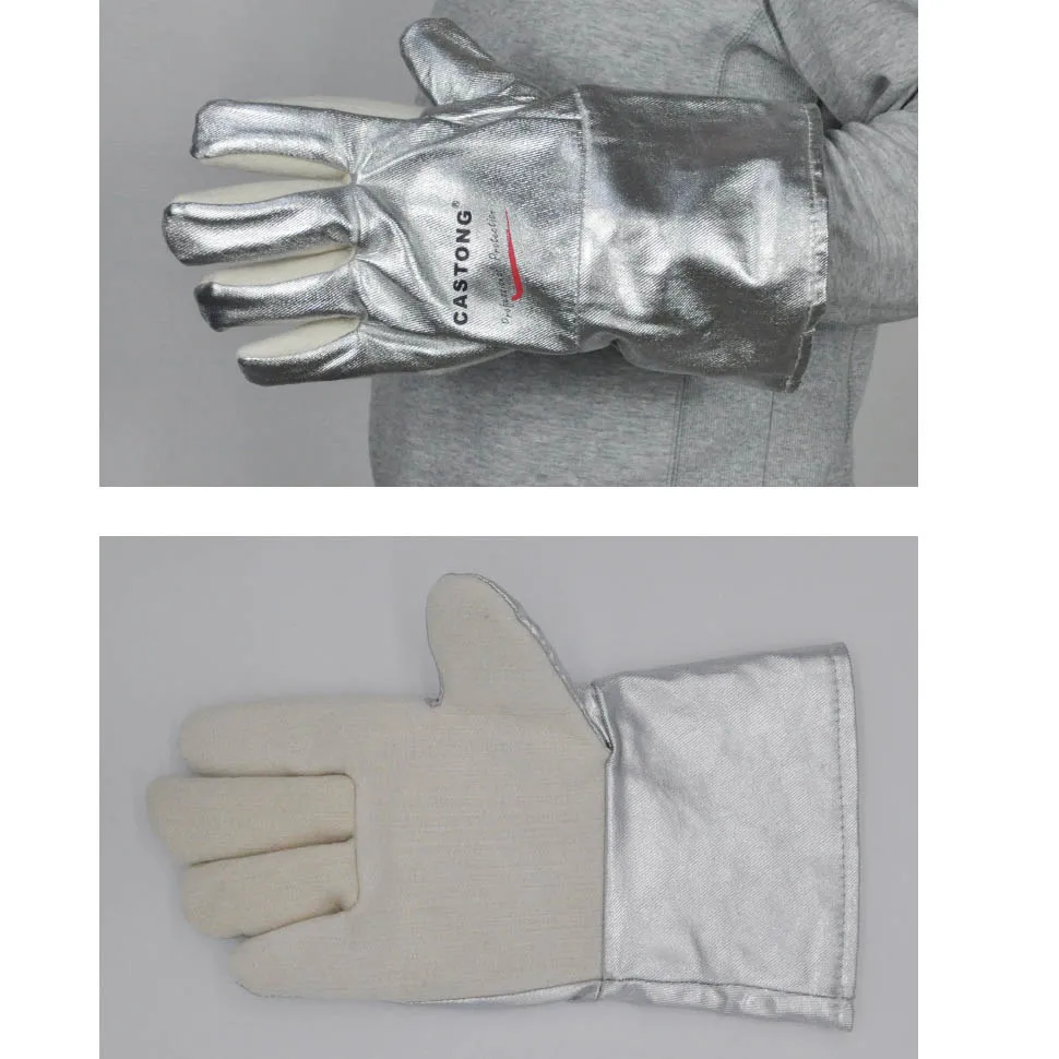 Анти-обжимные перчатки огнеупорные алюминиевые фольги теплоизоляционные перчатки промышленного класса печи термостойкие защитные перчатки безопасности
